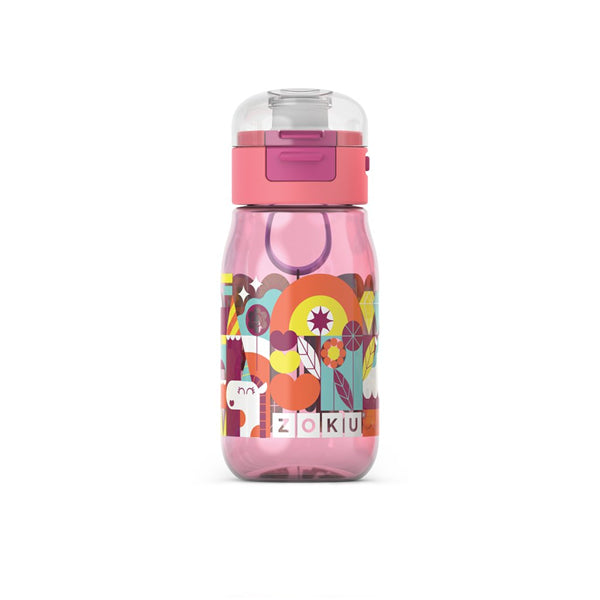 Zoku Kids Flip Gulp Water Bottle, Pink
