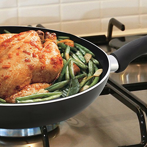 YBM Home OT8 Classic NonStick Frying Pan Skillet (PTFE and PFOA Free) Non-Stick Teflon Coating Cookware with Riveted Handle, Scratch Resistant and Oven Safe, 8 Inch Black