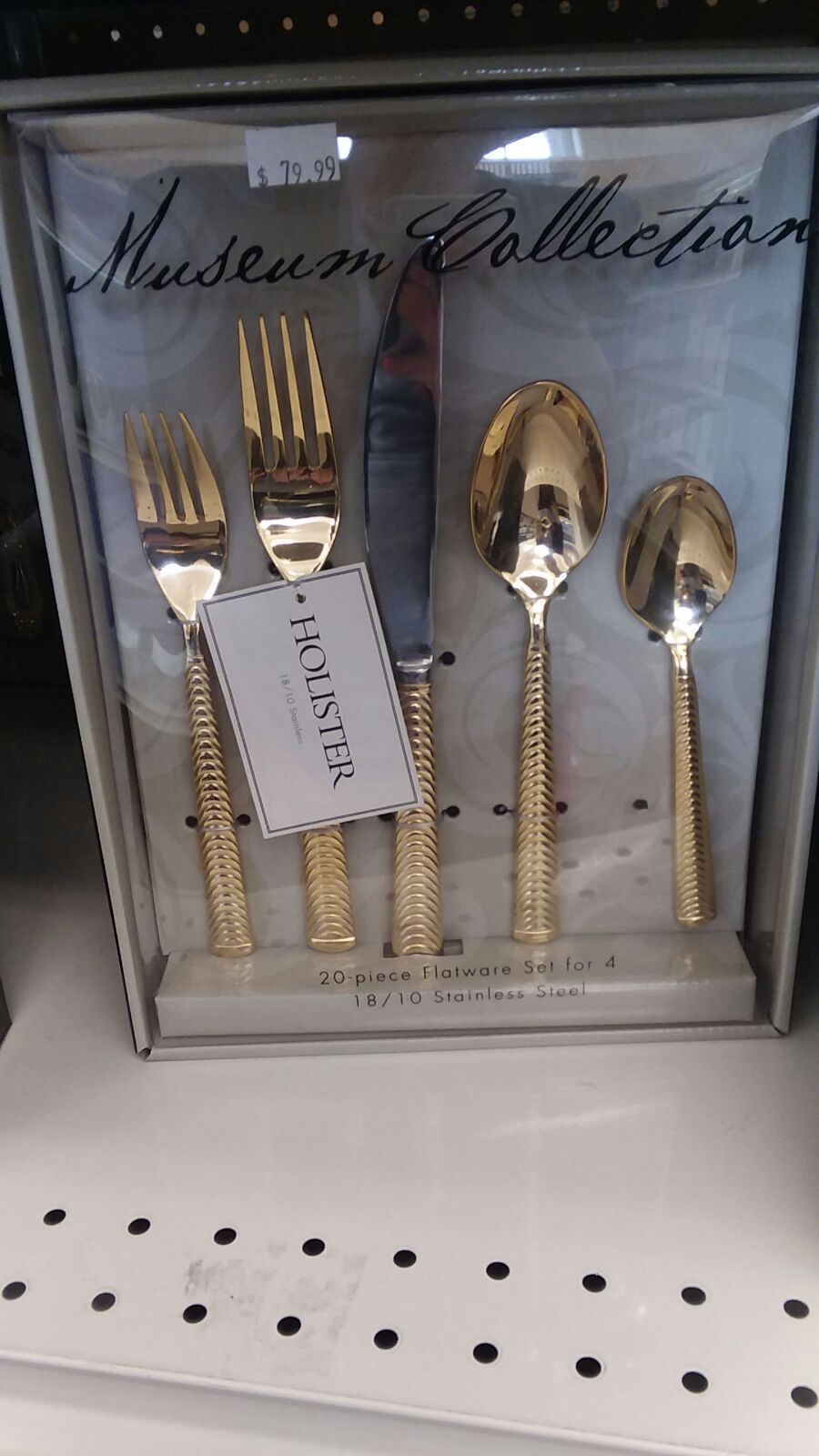 Museum Collection by Holister G100762 20 Piece 18/10 Flatware Set, Gold Plated Parafait - Service for 4