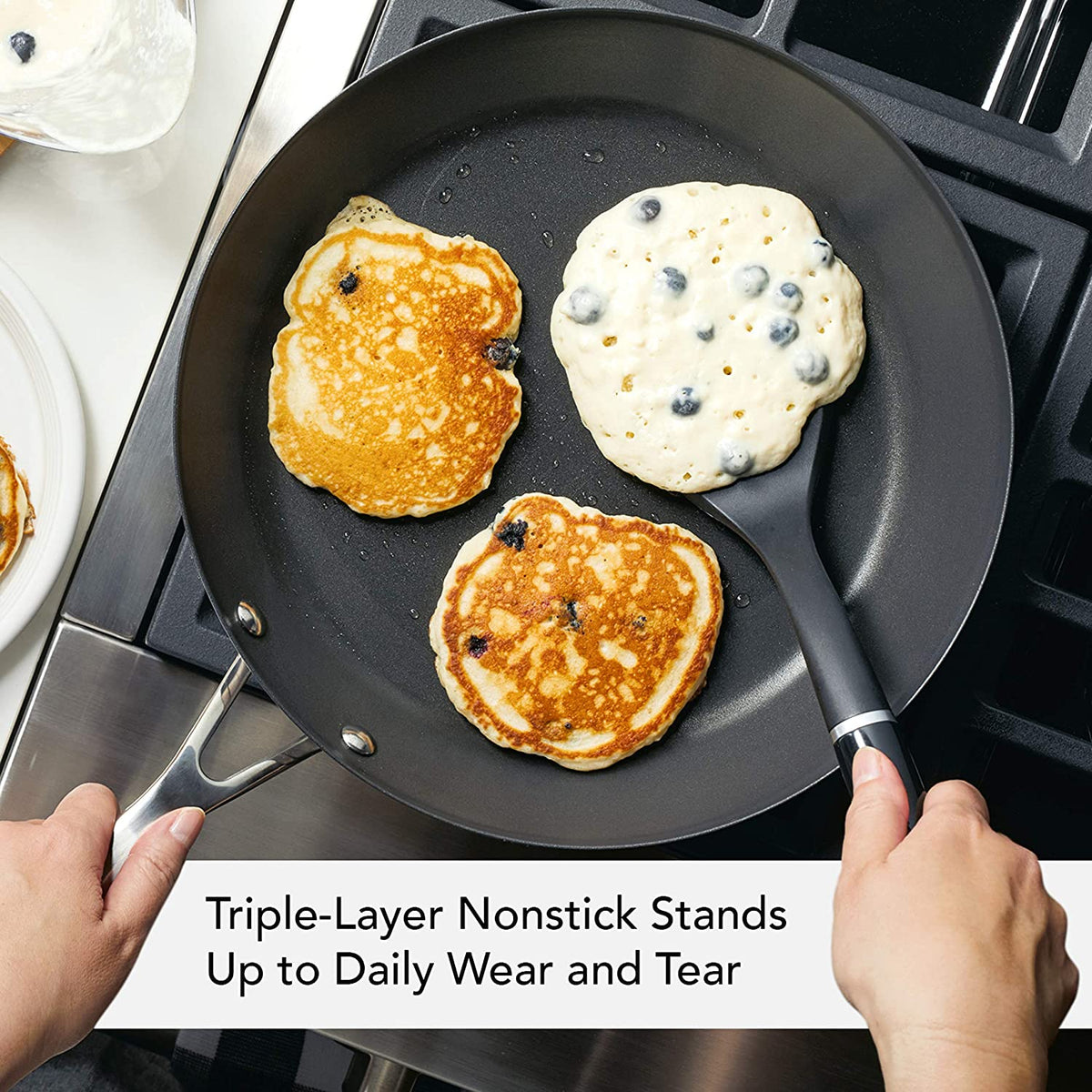 KitchenAid 3-Ply Base Brushed Stainless Steel Nonstick Frying Pan Skillet, 12 Inch