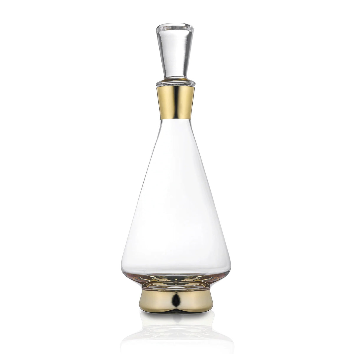Waterdale Modern Wine Decanter 15", Gold Accents With Luxury Glass