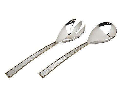 Godinger Silver Art Golden Frost Salad Servers Serving Spoon and Fork