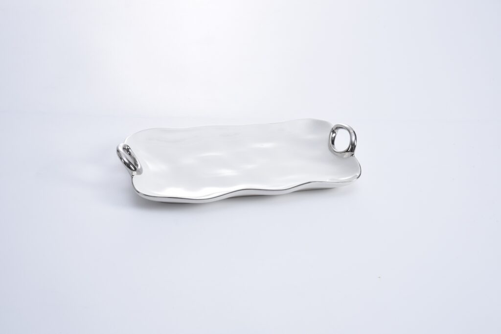 Pampa Bay Silver Handles Medium Platter, Porcelain