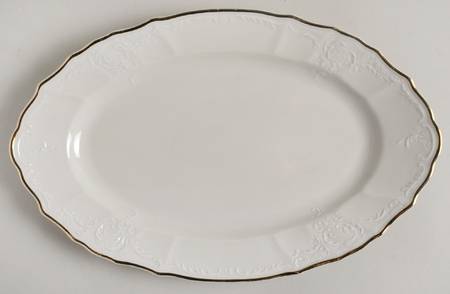 Bernadotte 36cm/14" Oval Platter, Ivory Silver (Platinum)