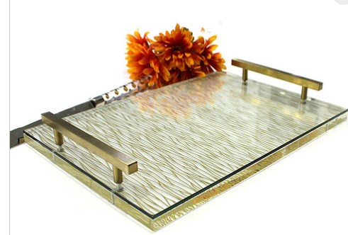 Waterdale Lucite Challah Board Tray, Gold (11"x16")