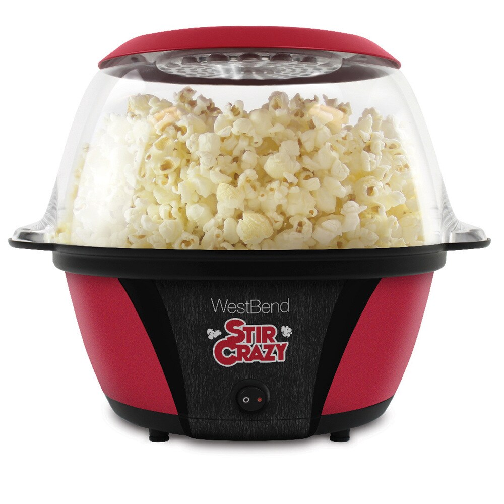 West Bend Stir Crazy 6 Qt Popcorn Machine, Red