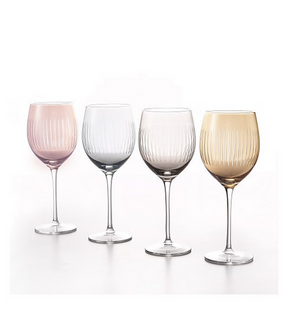 Brilliant Rainbow Glo Smoke Colored 16.5Oz Stemmed Wine Glass, Hand Wash Recommended, Set of 4