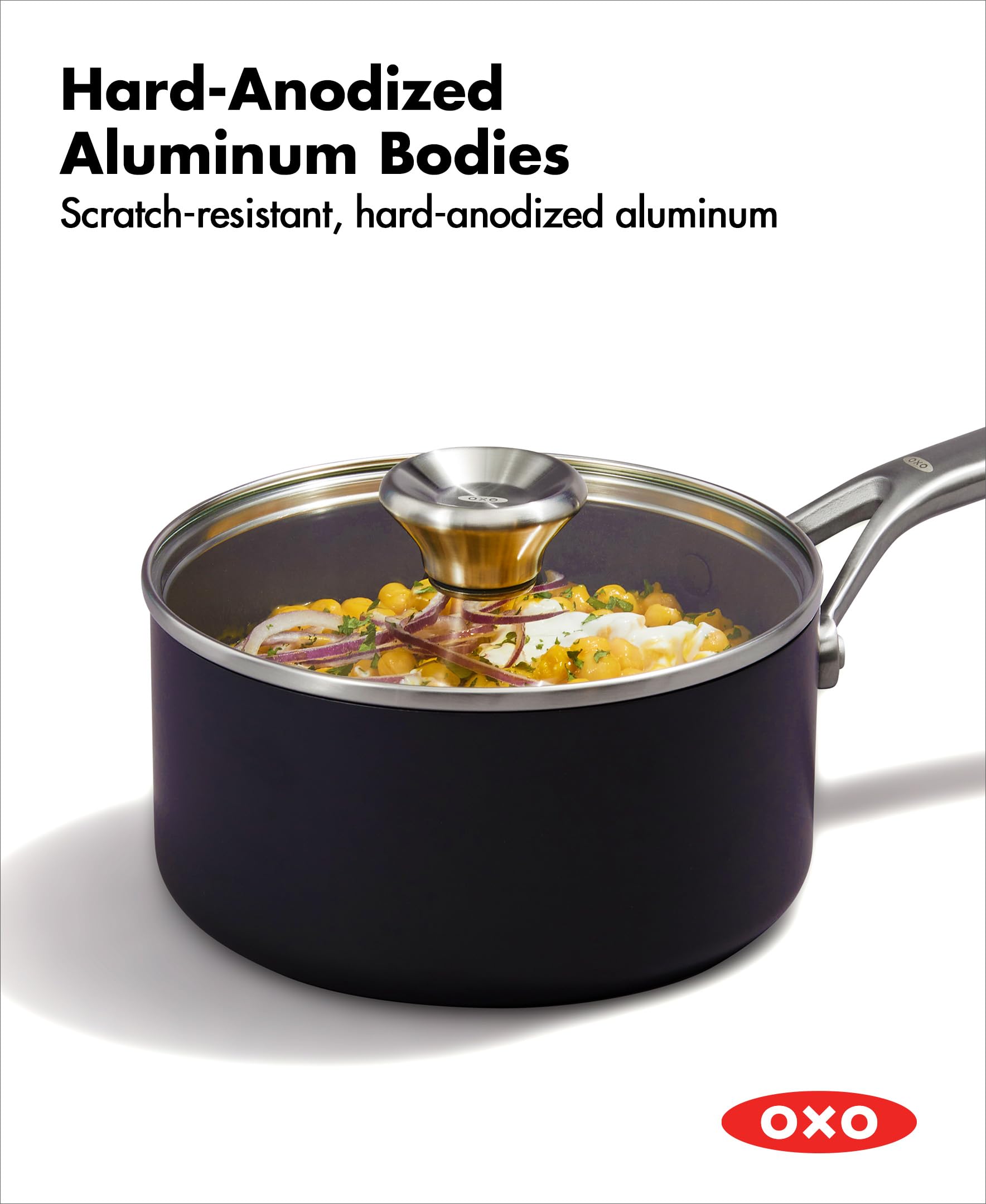 OXO Professional 10 Piece Cookware Pots and Pans Set, Hard Anodized Ceramic Nonstick PFAS-Free,Stainless Steel Handles,Induction,Skillets,Saute,Diamond Reinforced Coating,Dishwasher & Oven Safe,Black