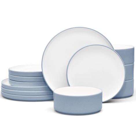 Noritake ColorTex Porcelain 12 Piece Dinnerware Set, Service for A