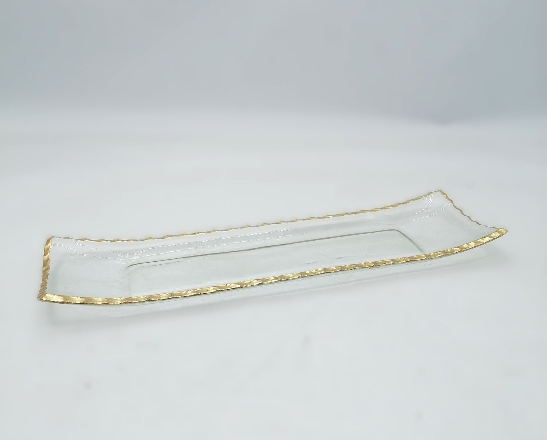 Joseph Sedgh Gold Border Glass Serving Platter Tray