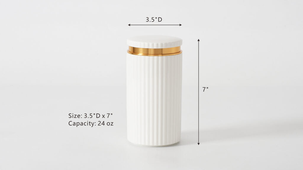 Pampa Bay Tall Canister, White With Gold Trim - Assorted Sizes