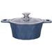 Imperial Blue Diamond Cut Ceramic Coated Pot with Glass Cover - Assorted Sizes