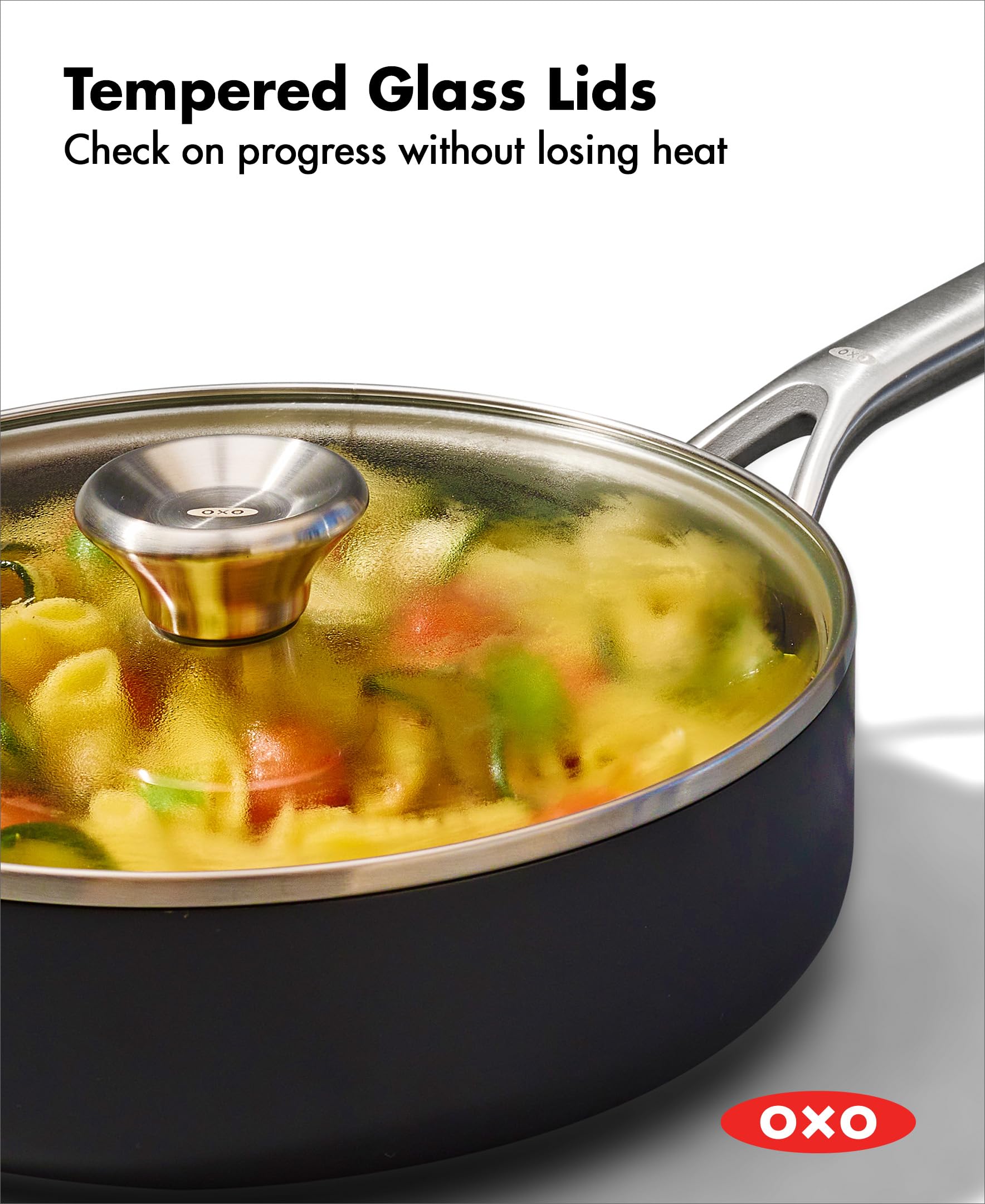 OXO Professional 10 Piece Cookware Pots and Pans Set, Hard Anodized Ceramic Nonstick PFAS-Free,Stainless Steel Handles,Induction,Skillets,Saute,Diamond Reinforced Coating,Dishwasher & Oven Safe,Black