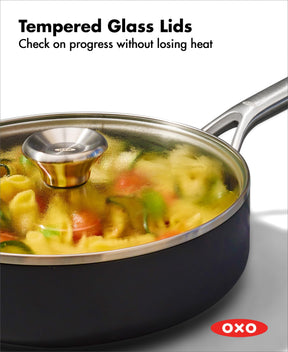 OXO Professional 10 Piece Cookware Pots and Pans Set, Hard Anodized Ceramic Nonstick PFAS-Free,Stainless Steel Handles,Induction,Skillets,Saute,Diamond Reinforced Coating,Dishwasher & Oven Safe,Black