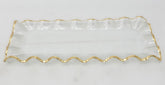 Joseph Sedgh Wavy Gold Border Glass Serving Platter Tray