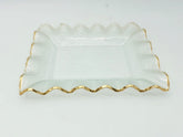 Joseph Sedgh Wavy Square Gold Border Glass Serving Platter Tray