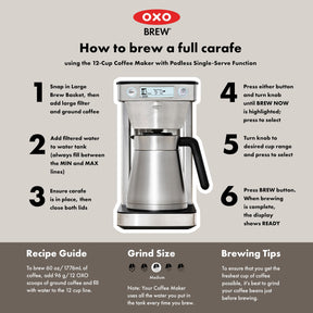 OXO BREW 12 CUP COFFEE MAKER WITHPODLESS SINGLE-SERVE FUNCTION