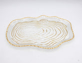 Joseph Sedgh Gold Wood Grain Glass Serving Platter Tray