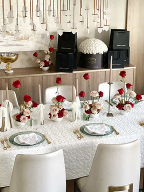 Sequin Plush Velvet Tablecloth,  Paloma Quilted  - Assorted Sizes