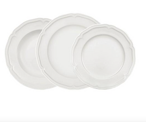 Villeroy & Boch Manoir Premium Porcelain White Dinnerware, Assorted Style Plates