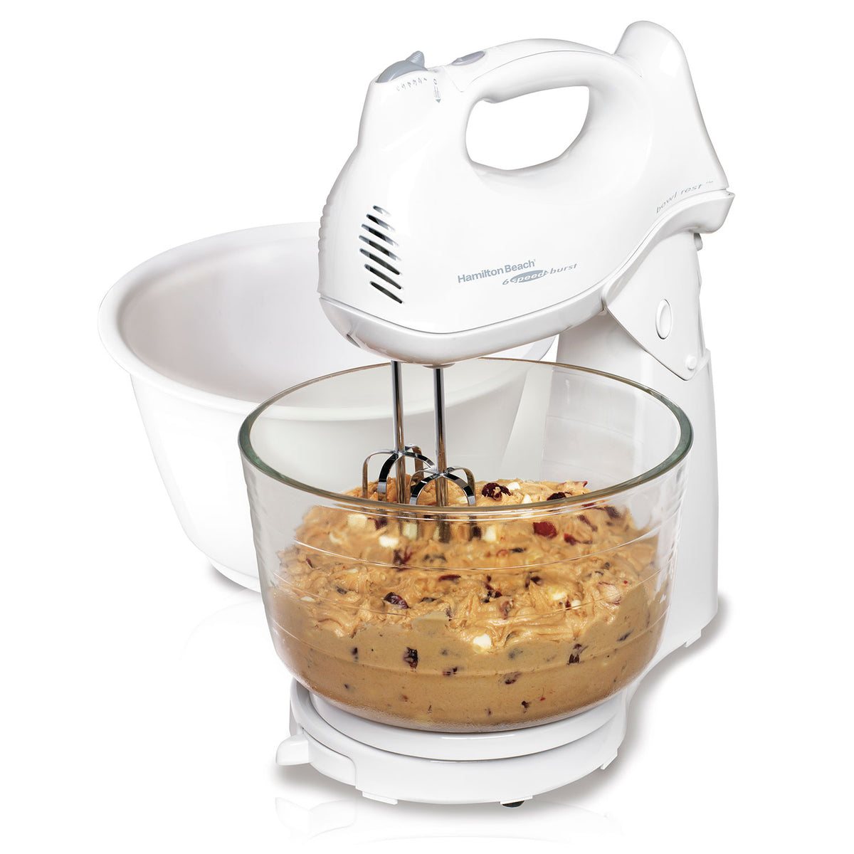 Hamilton Beach Power Deluxe 6 Speed Stand Mixer, White