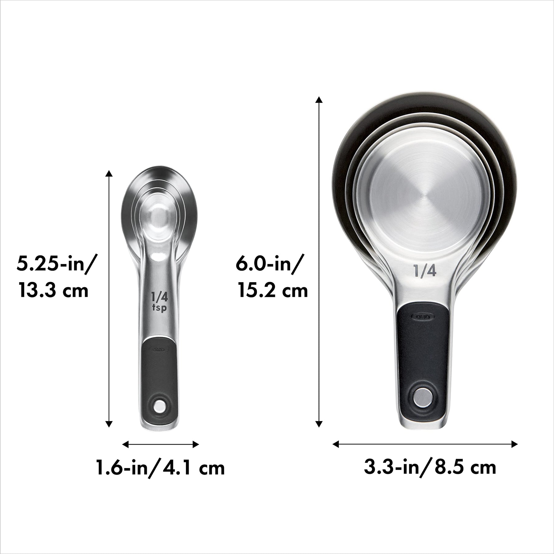 OXO Good Grips Stainless Steel Measuring Cups and Spoons Set, 2.9, 8 Piece