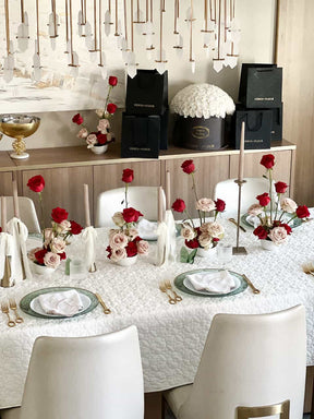 Sequin Table Paloma Quilted White Tablecloth, Assorted Sizes