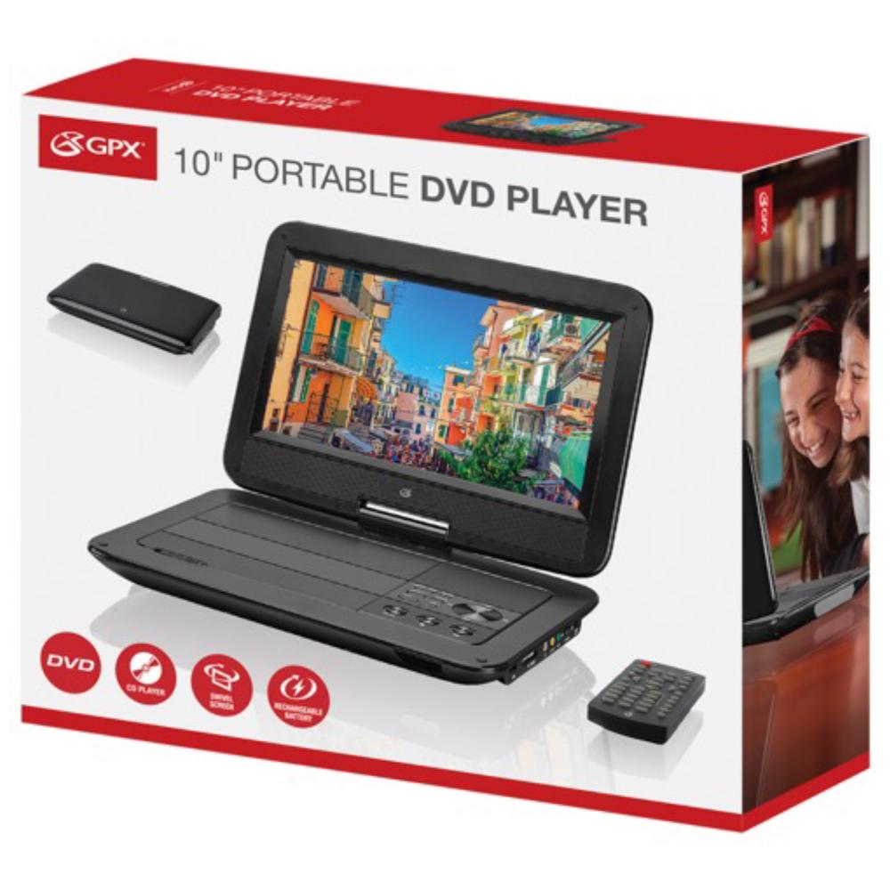 GPX 10-Inch Portable Swivel Display DVD Player, Black