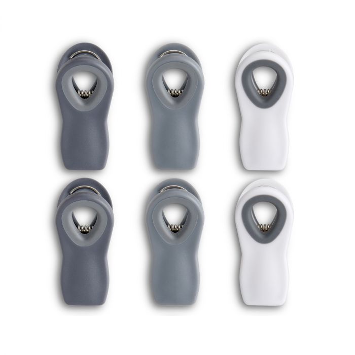 HIC Kitchen Magnetic Clips White, Grey & Charcoal, Set of 6