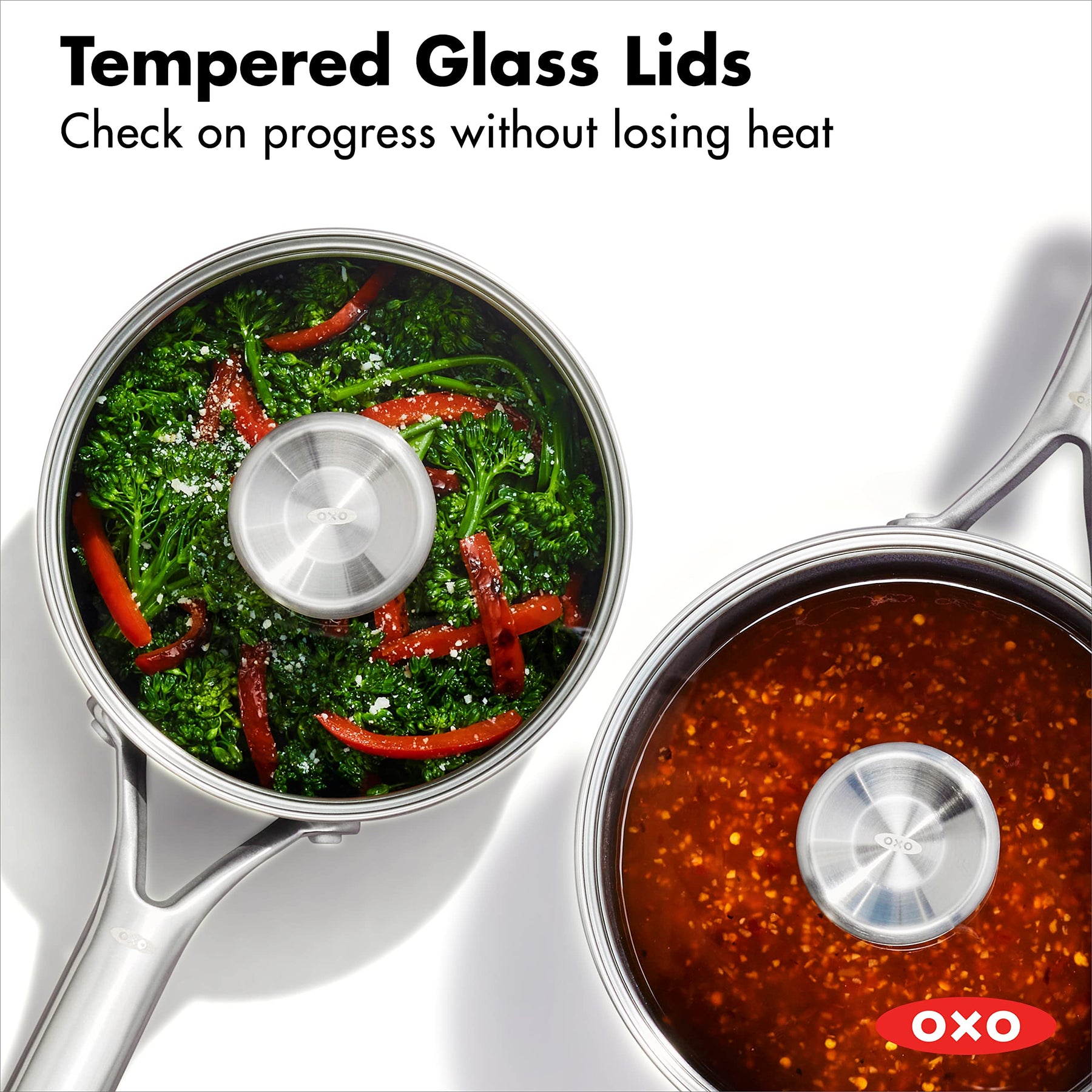 OXO Professional 1.7QT and 2.3QT Saucepan Pot Set with Lids Hard Anodized Ceramic Nonstick Cookware PFAS-Free Induction Suitable Stainless Steel Diamond Reinforced Coating Dishwasher/ Oven Safe Black