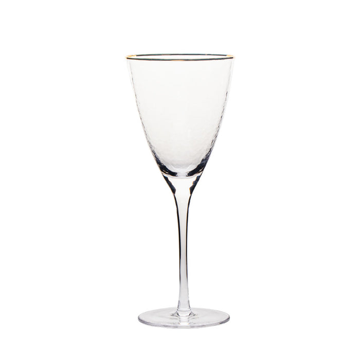 Vikko Decor - Gold Rim, Hammered Wine Glass, 11.5 Oz- Set of 6