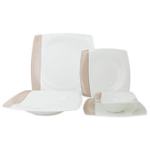 Vikko Shine Valley Silver 20 Piece Square Bone China Dinnerware Set