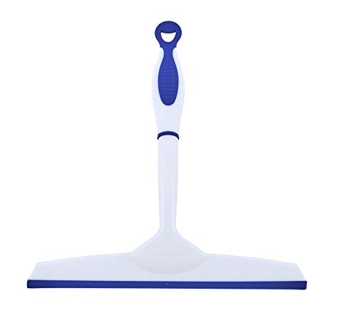 Superio Rubber Squeegee Blue 10", Streak Free All Purpose Window Squeegee, Comfort Grip Handle and Hanging Hook.