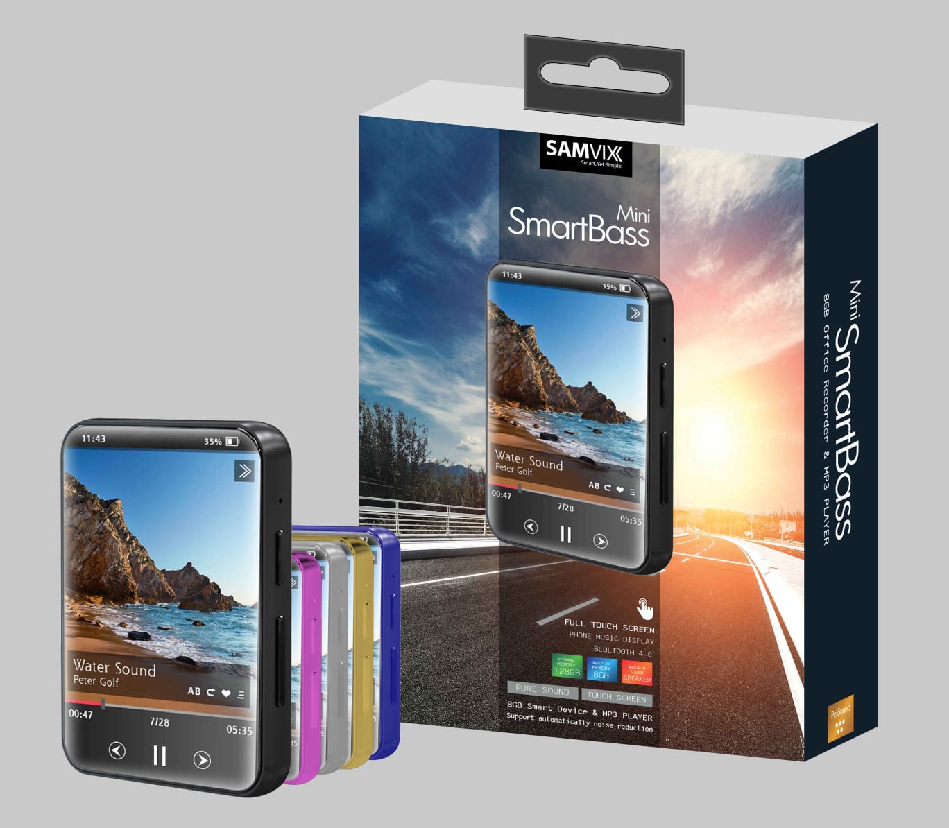 Samvix Mini SmartBass Touch Screen 8 GB MP3 Player (Black, Silver,Pink)