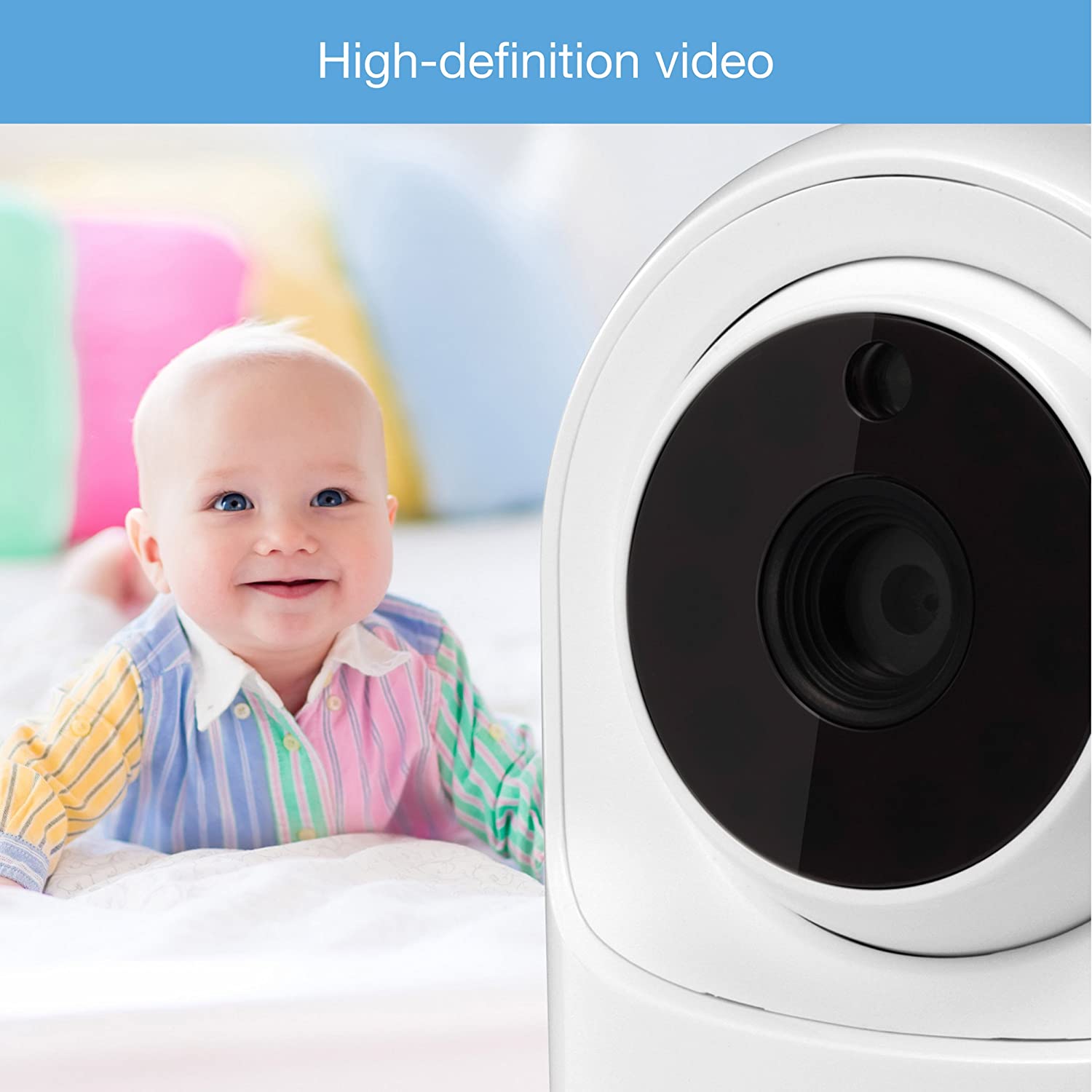 VTech VM981 Wireless WiFi Video Baby Monitor with Remote Access App, 5" Touch Screen, White