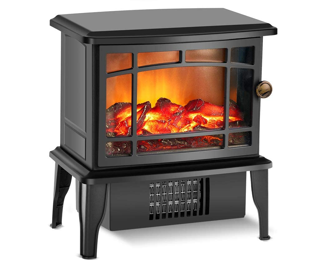 Air Choice Portable Electric Fireplace Stove Space Heater, Advanced Heating System Instant Warm, Adjustable Realistic 3D Flame &Quiet Fan, Overheat Tip-Over Protection, Easy Moving Indoor Outdoor Use 10"H,9"W,5.5"D