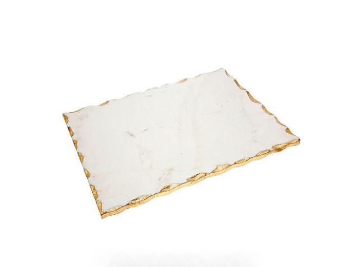 Godinger White Marble Challah Board with Gold Edge, 16x12