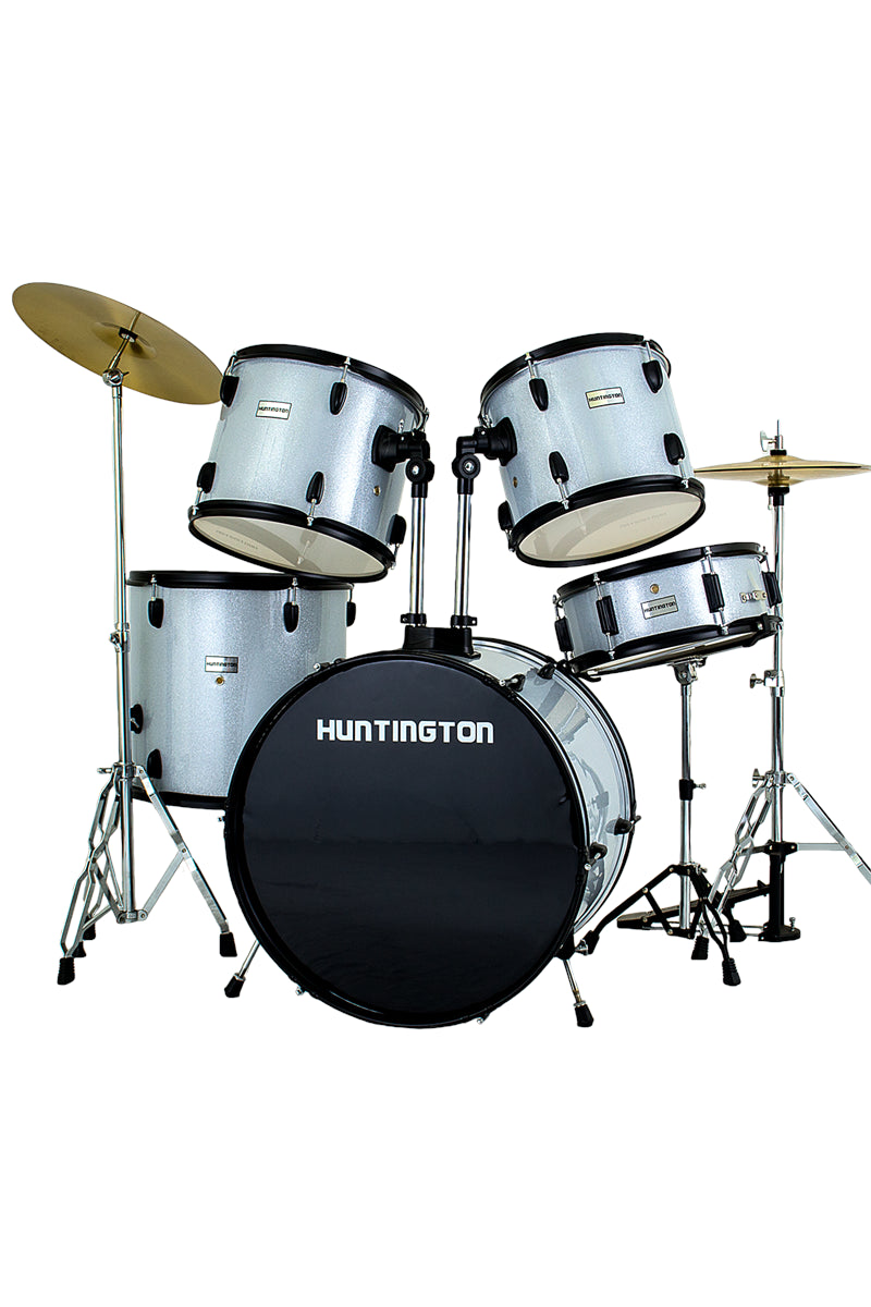 Huntington DRM500-SSL 5 Piece Drum Set Throne, Sparkle Silver
