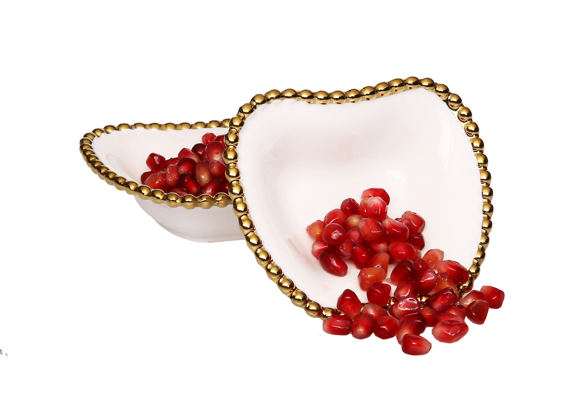 Classic Touch Set of 2 Porcelain White Apple Shaped Honey Dishes