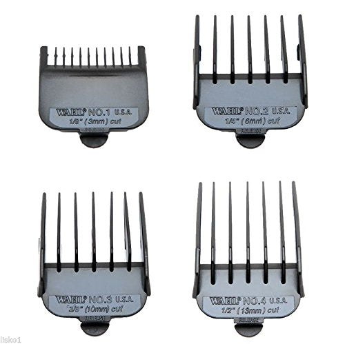Wahl Plastic Clipper Guide Comb Attachment Size 1, 2, 3, & 4 ; 3mm-13mm, Fits all Full Size Wahl Clippers Except Competition Series Blades