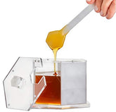 Waterdale RH-HD-H-M Lucite Hexagon Honey Jar Bowl and Honey Dipper Included, Marble