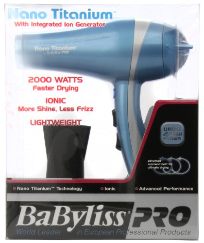 Babyliss Pro BABNT5548 2000W Ionic Nano Titanium with Integrated Ion Generator Hair Dryer HAIRDRY