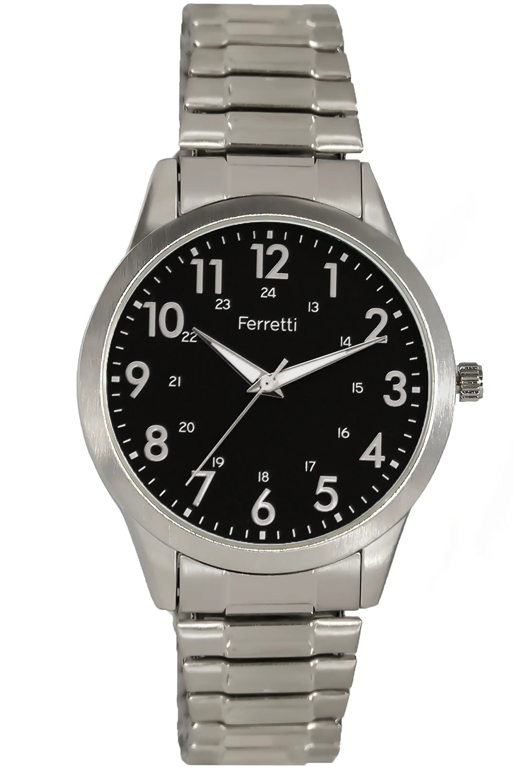 Marciano - Ferretti Men's Silver-Tone Stainless Steel Band Watch, 12 & 24 Hour Face, Silver