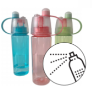 Home Lux Mist and Sip Squeeze Water Bottle, Assrted Colors (Pink, Green, Blue)