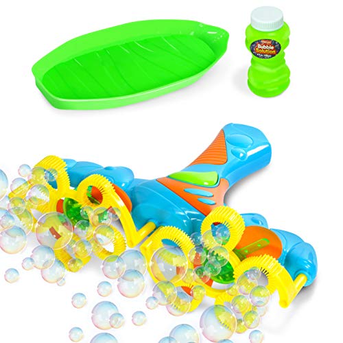 Kidzlane Bubble Gun Bubbles for Kids and Toddlers Light Up Bubble Machine for Kids Bubble Blower Wand with 4 oz Solution Included Ages 3+