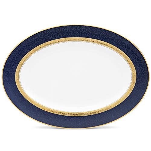 Noritake Odessa Cobalt Gold 14" Oval Serving Platter