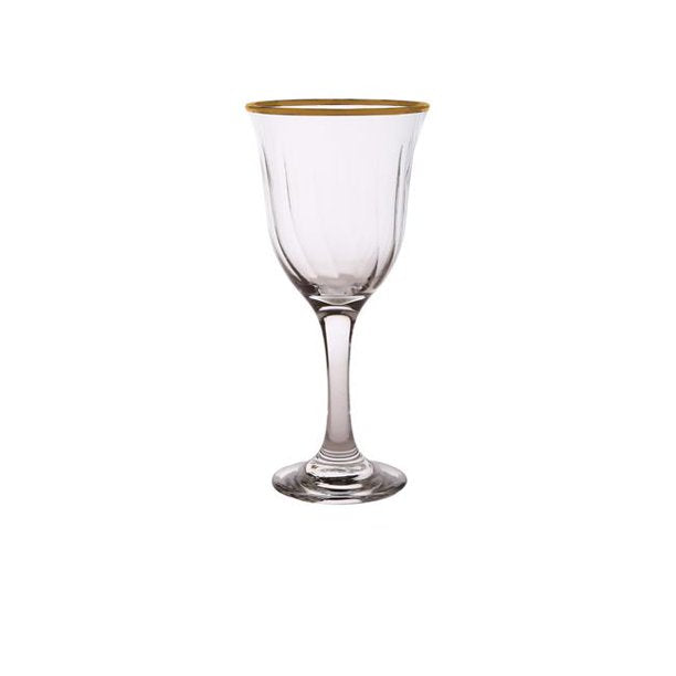 Classic Touch CWG646 Water Glasses with Simple Gold Design, Set of 6