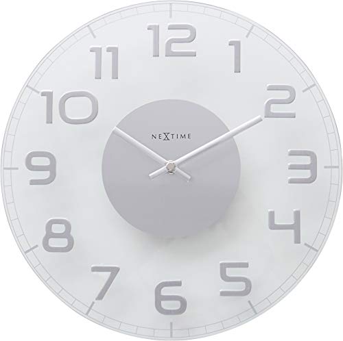 NexTime Classy Round Transparent Wall Clock, Clear Glass