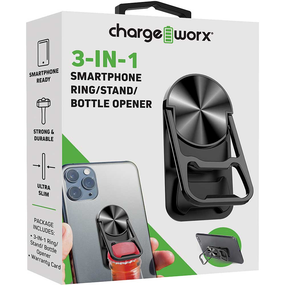 Chargeworx 3-In-1 Smartphone Ring/Stand/Bottle Opener