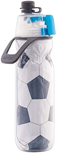 O2COOL Insulated Water Bottle, Mist 'N Sip Sports Series, 20 Ounce, Soccer